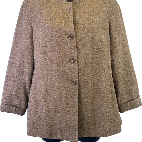 Jasper And Co. Stand Up Collar Tans Three Button Up Rolled Cuff Blazer 10 Petite - Picture 13 of 15